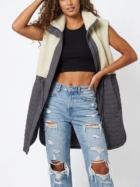 B. YOUNG | QUILTED AND SHERPA LONG VEST